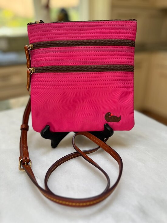 Dooney & Bourke Handbags - Dooney & Bourke Triple Zip Pink Nylon Crossbody Bag